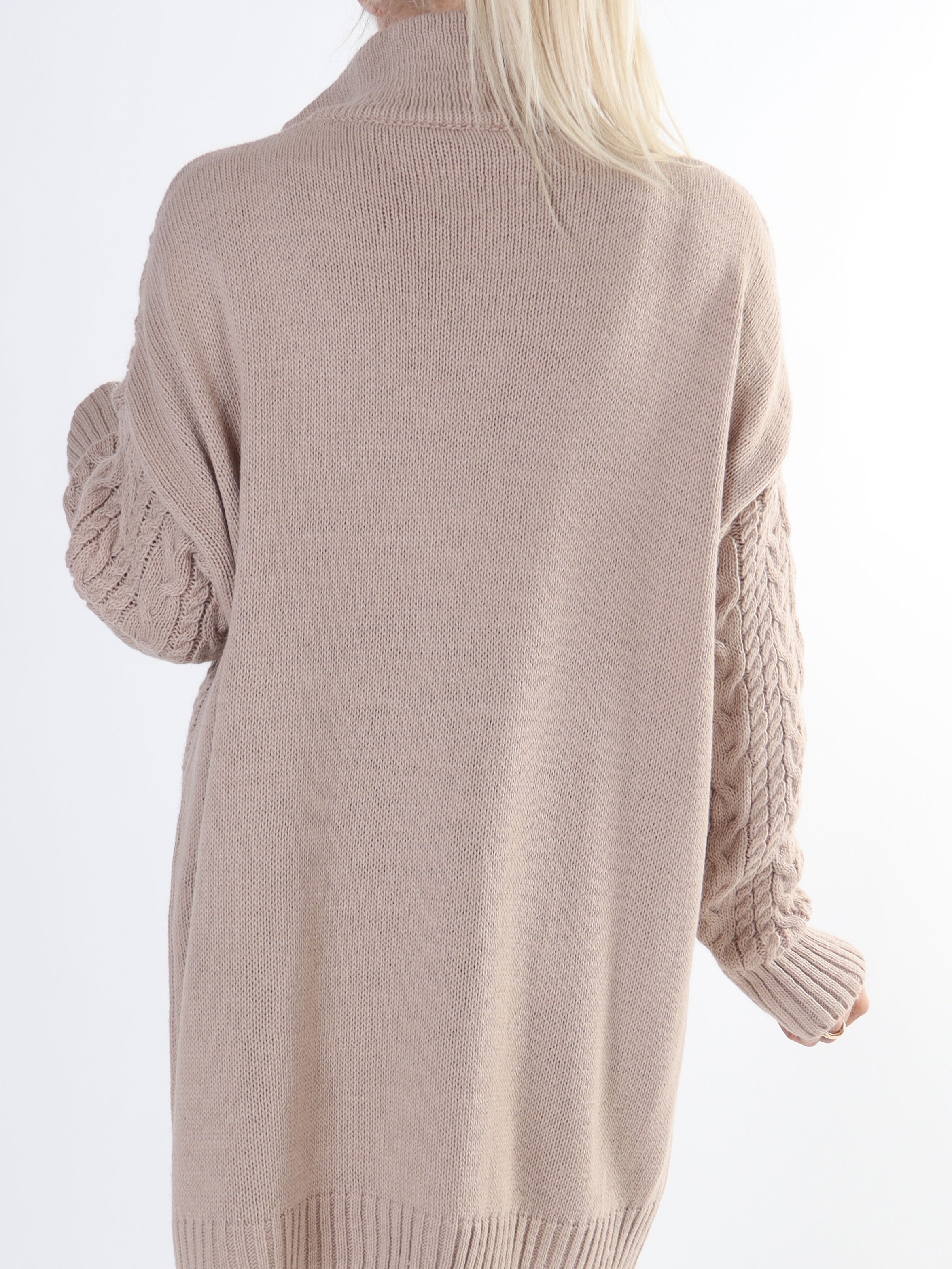 Esly - Kabelstickad tröja med dragkedja i plus size